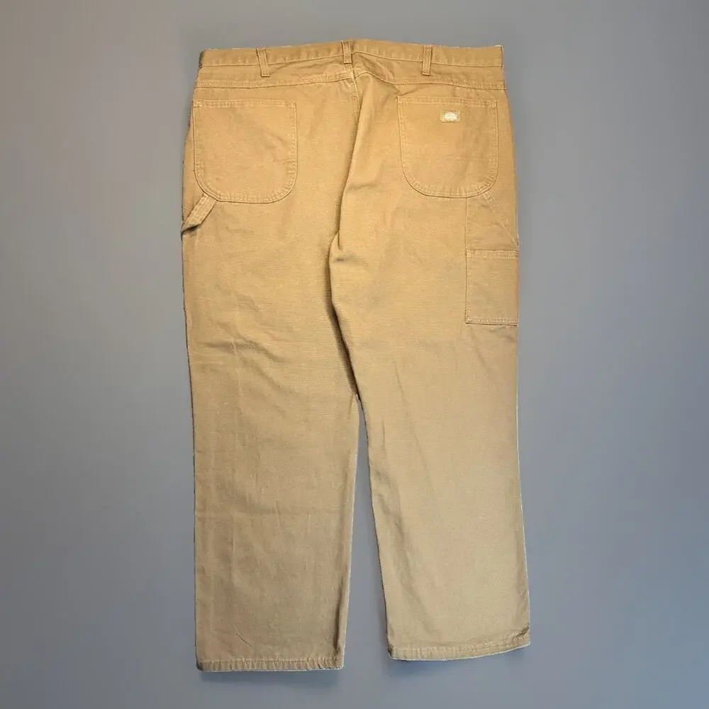 Dickies Brown Carpenter Work Pants 44x30 Relaxed Fit Duck Canvas Utility Men